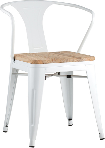 Стул TOLIX ARM WOOD с подлокотниками белый