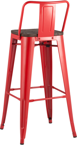 Стул барный TOLIX WOOD со спинкой красный глянцевый фото 4