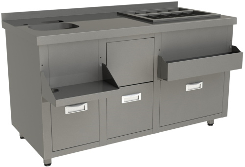 Барная станция Restoinox БСЗ1-15/7-05 с ящиками и вертушкой