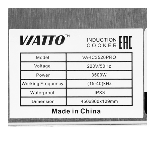 Плита индукционная VIATTO VA-IC3520PRO фото 6