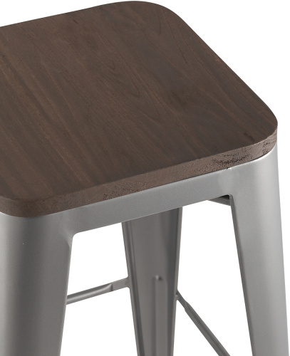 Стул барный TOLIX WOOD серебристый матовый фото 3