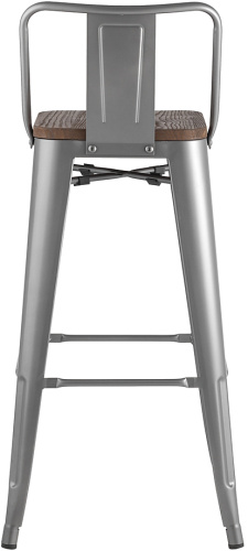 Стул барный TOLIX WOOD со спинкой серебристый матовый фото 4