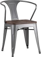 Стул TOLIX ARM WOOD с подлокотниками серебристый