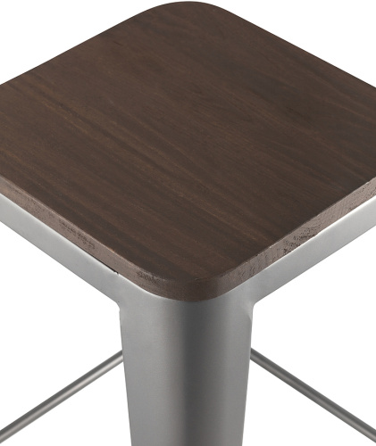 Стул барный TOLIX WOOD серебристый матовый фото 2